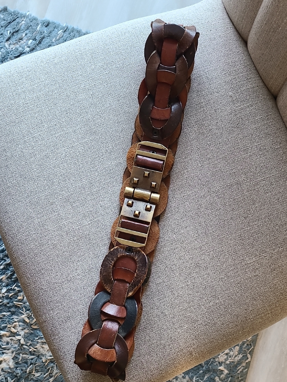 Women's/Men's Braided Leather Belt in Brown Tones